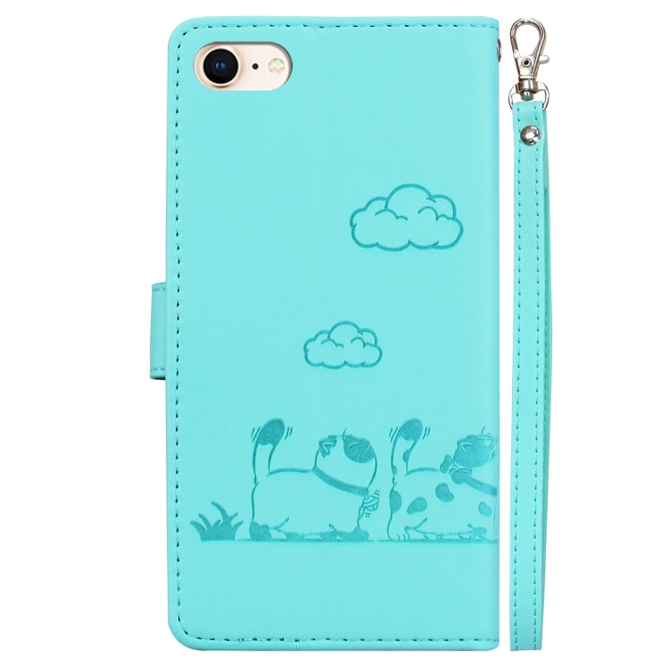 For iPhone 7 / 8 / SE 2022 Cute Cats RFID Leather Phone Case