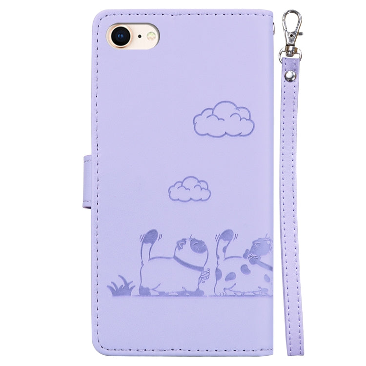 For iPhone 7 / 8 / SE 2022 Cute Cats RFID Leather Phone Case