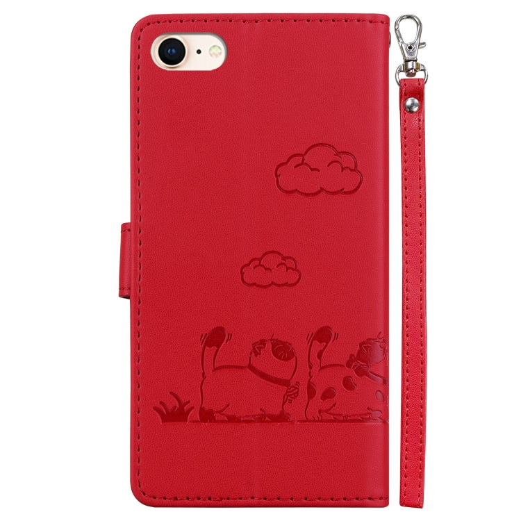 For iPhone 7 / 8 / SE 2022 Cute Cats RFID Leather Phone Case