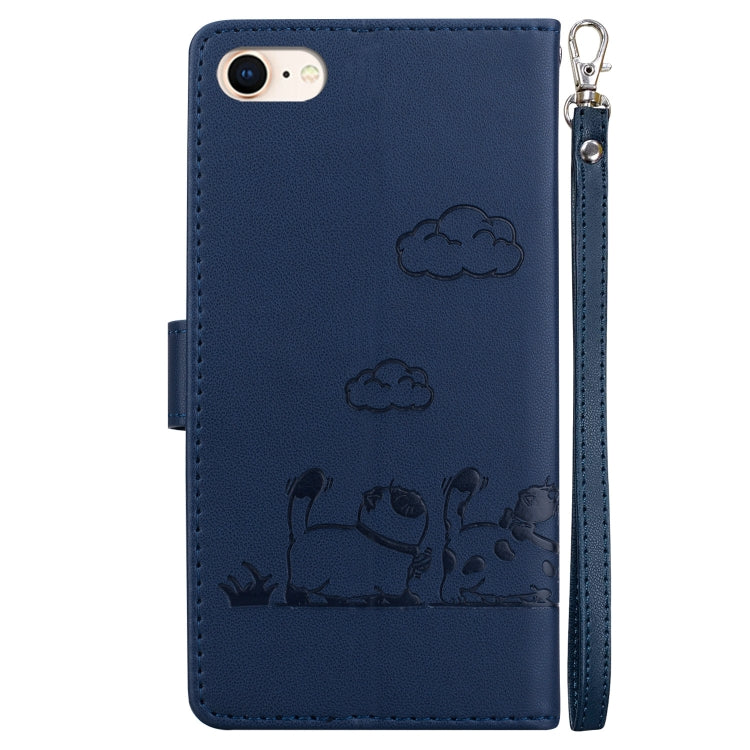 For iPhone 7 / 8 / SE 2022 Cute Cats RFID Leather Phone Case