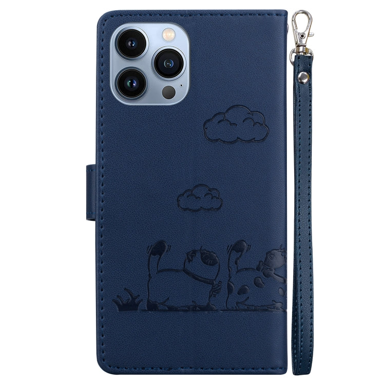 For iPhone 13 Pro Max Cute Cats RFID Leather Phone Case