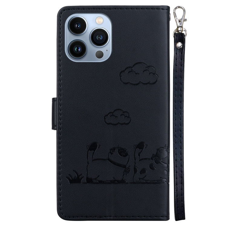 For iPhone 13 Pro Max Cute Cats RFID Leather Phone Case