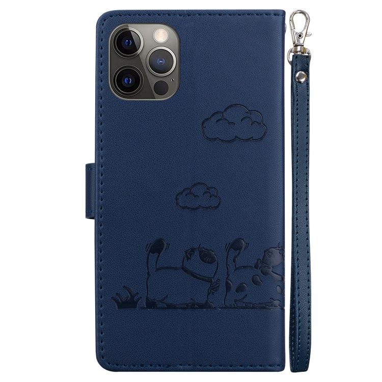 For iPhone 12 / 12 Pro Cute Cats RFID Leather Phone Case