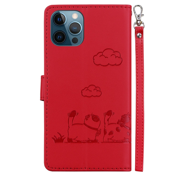 For iPhone 12 Pro Max Cute Cats RFID Leather Phone Case
