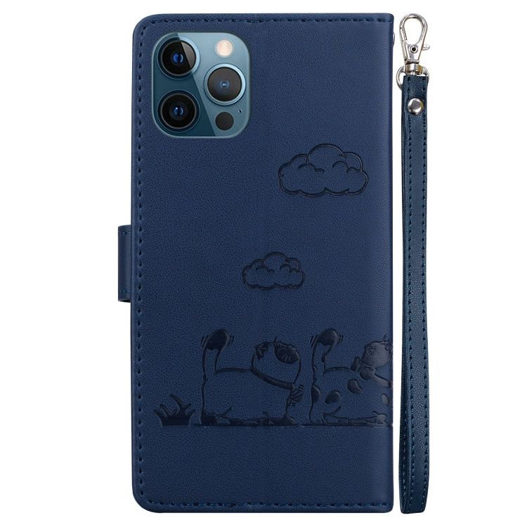 For iPhone 12 Pro Max Cute Cats RFID Leather Phone Case