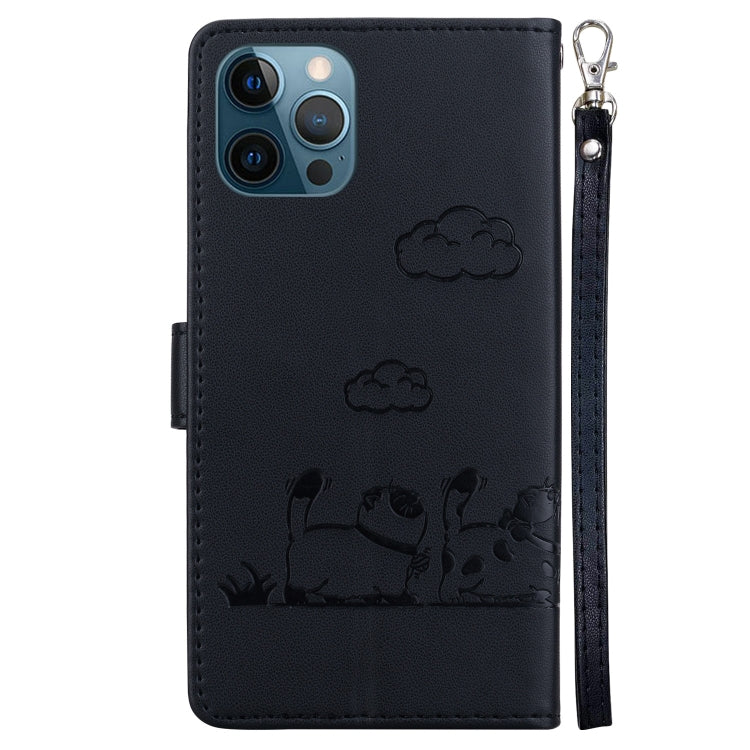 For iPhone 12 Pro Max Cute Cats RFID Leather Phone Case