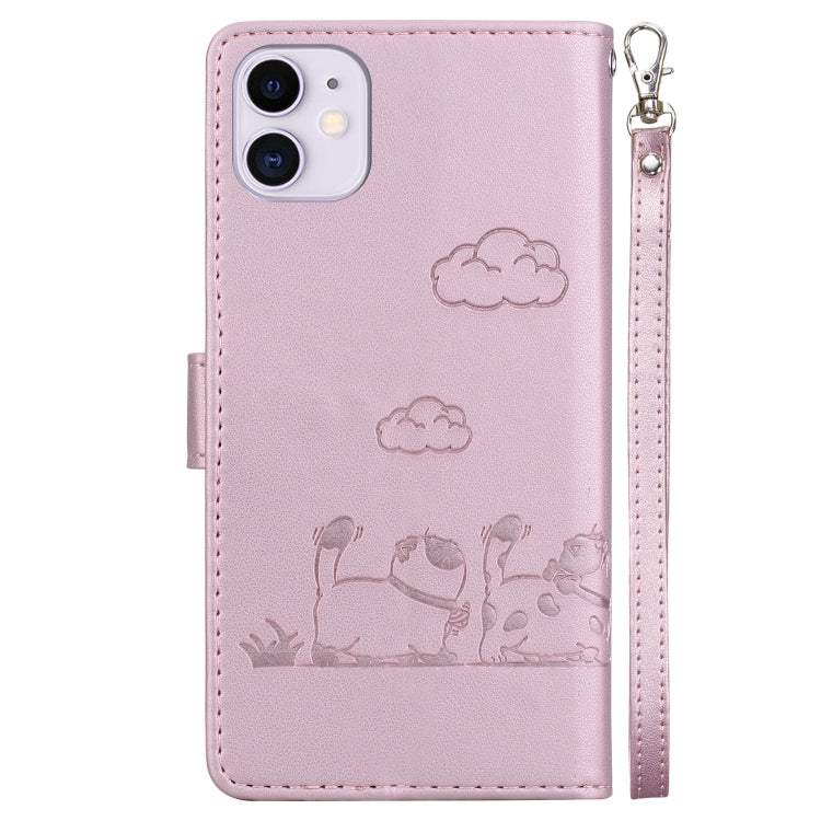 For iPhone 11 Cute Cats RFID Leather Phone Case