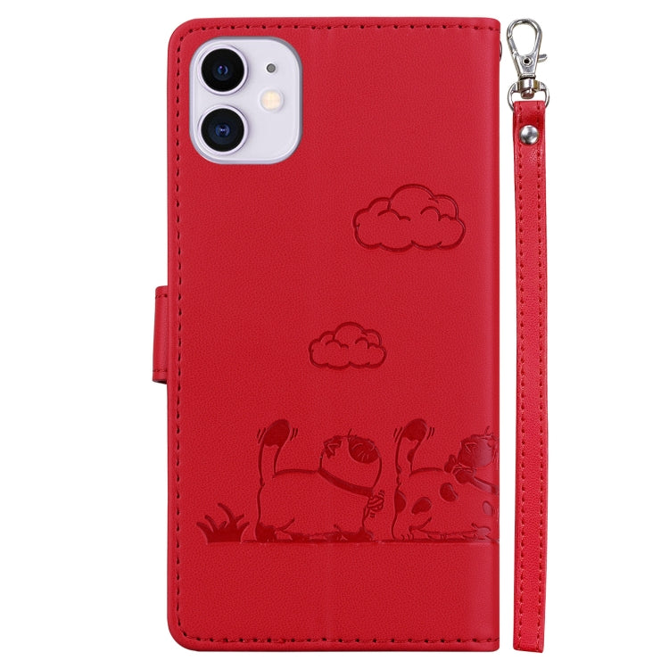 For iPhone 11 Cute Cats RFID Leather Phone Case