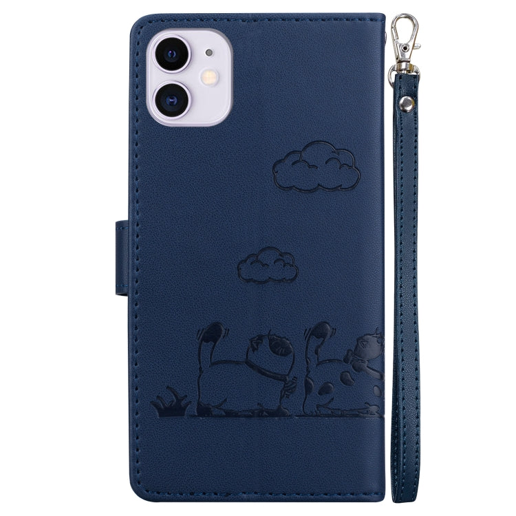 For iPhone 11 Cute Cats RFID Leather Phone Case