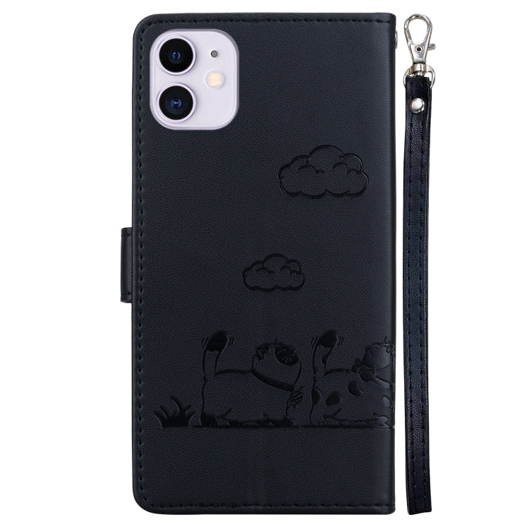 For iPhone 11 Cute Cats RFID Leather Phone Case