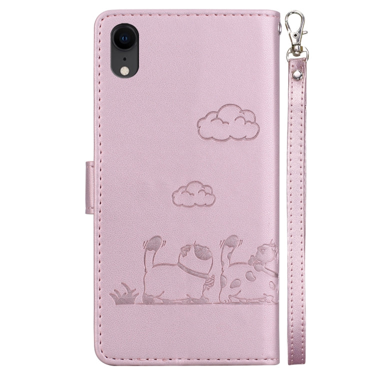 For iPhone XR Cute Cats RFID Leather Phone Case