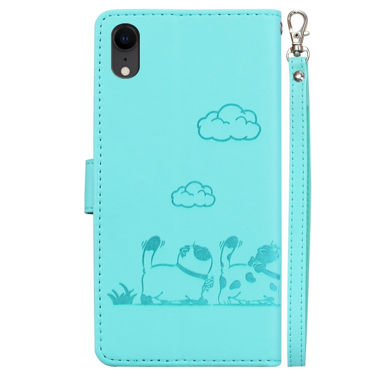 For iPhone XR Cute Cats RFID Leather Phone Case