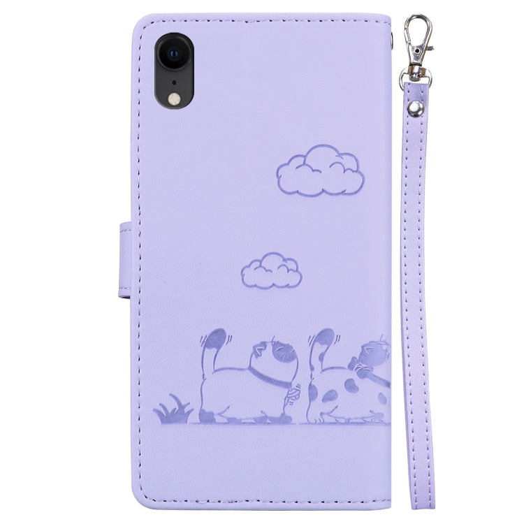 For iPhone XR Cute Cats RFID Leather Phone Case