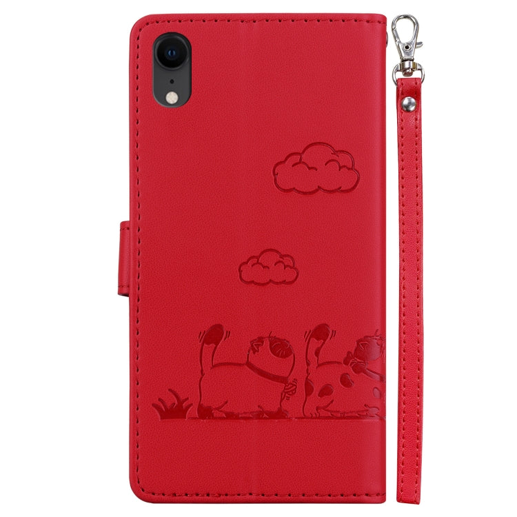 For iPhone XR Cute Cats RFID Leather Phone Case