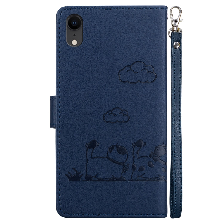 For iPhone XR Cute Cats RFID Leather Phone Case
