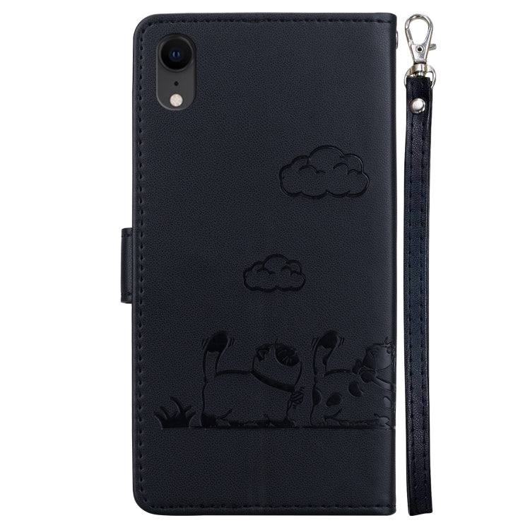For iPhone XR Cute Cats RFID Leather Phone Case