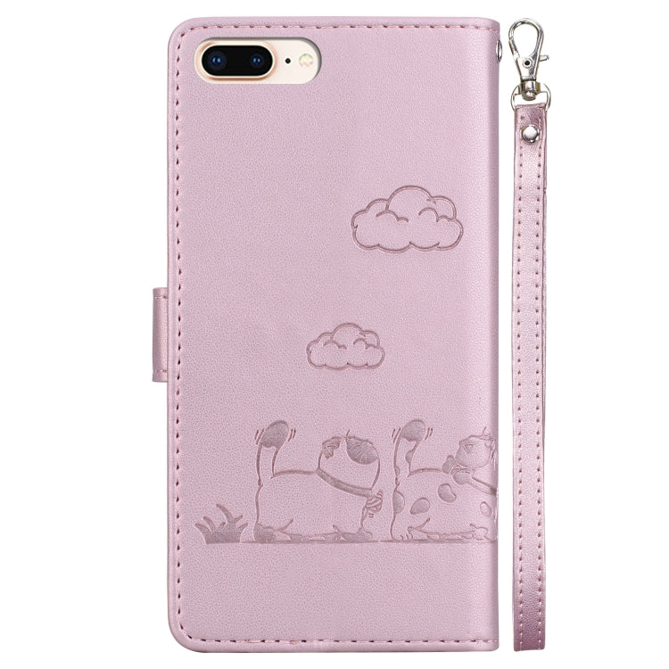For iPhone 7 Plus / 8 Plus Cute Cats RFID Leather Phone Case