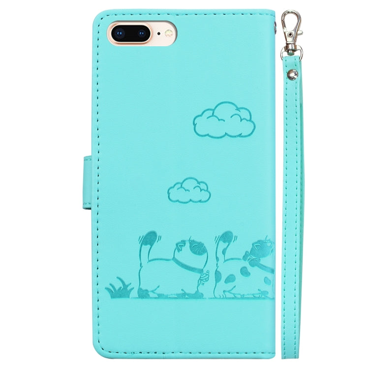 For iPhone 7 Plus / 8 Plus Cute Cats RFID Leather Phone Case