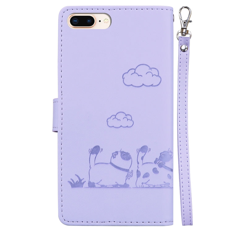 For iPhone 7 Plus / 8 Plus Cute Cats RFID Leather Phone Case