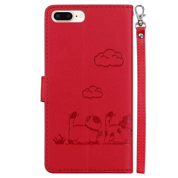For iPhone 7 Plus / 8 Plus Cute Cats RFID Leather Phone Case