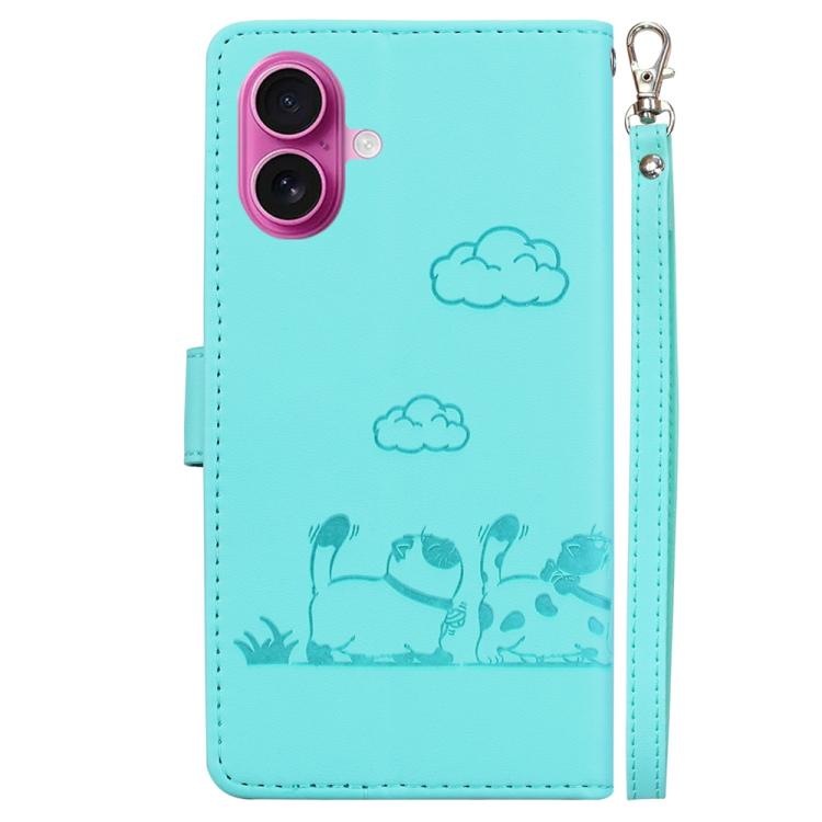 For iPhone 17 Cute Cats RFID Leather Phone Case