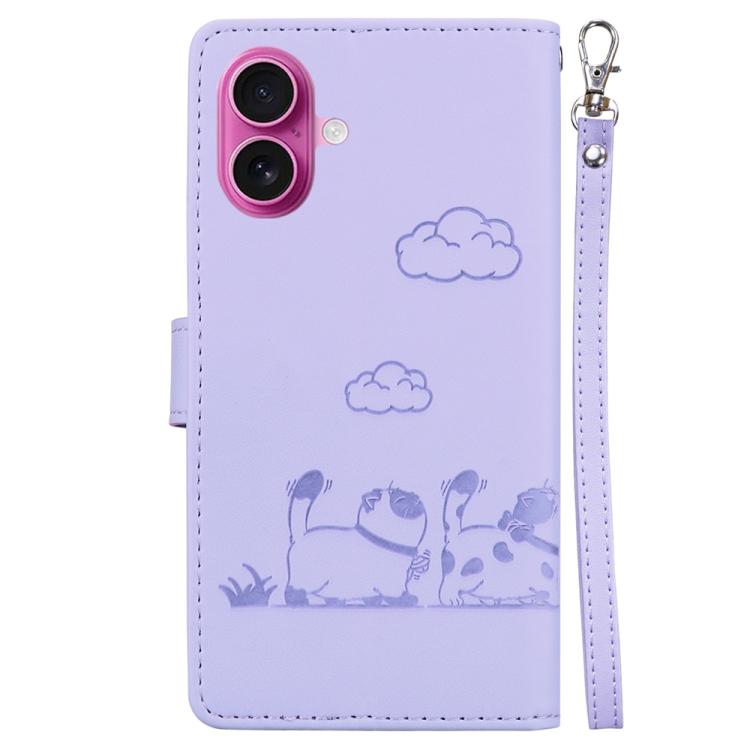 For iPhone 17 Cute Cats RFID Leather Phone Case