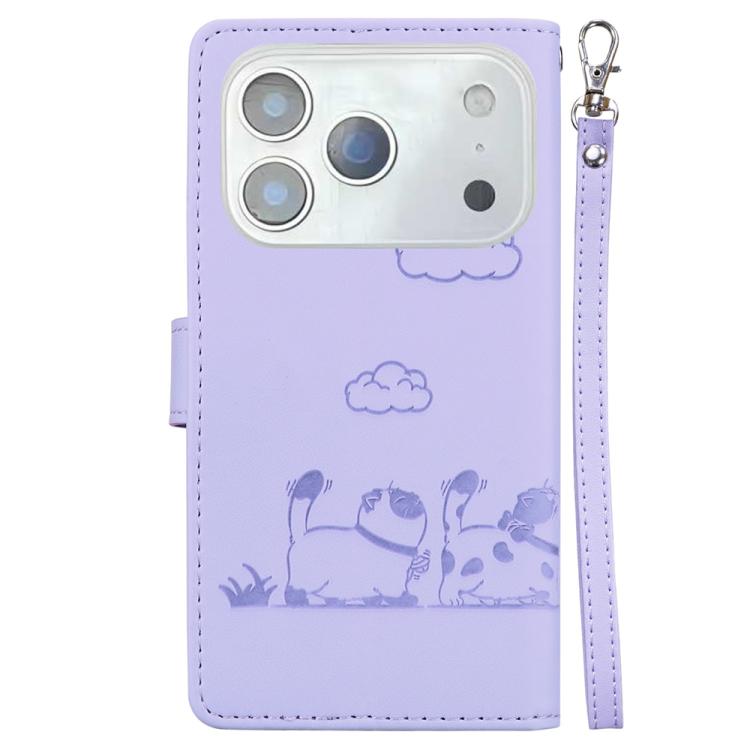 For iPhone 17 Pro Cute Cats RFID Leather Phone Case