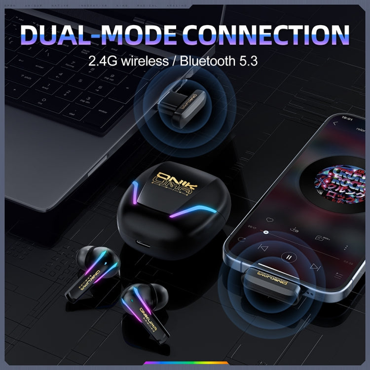 ONIKUMA T27 Dual Mode Cool Wireless Bluetooth Earphone - Black