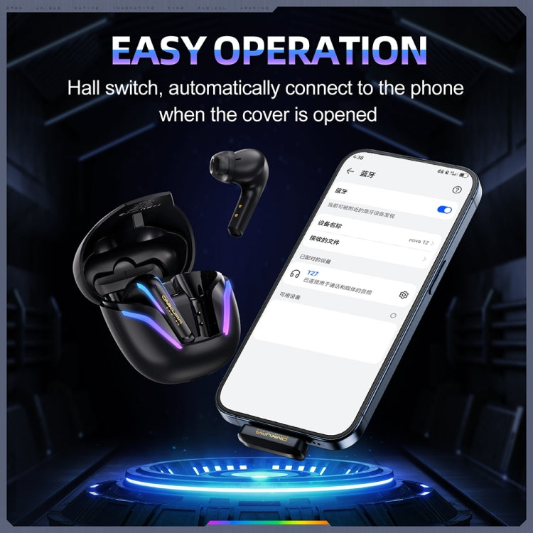 ONIKUMA T27 Dual Mode Cool Wireless Bluetooth Earphone - Black