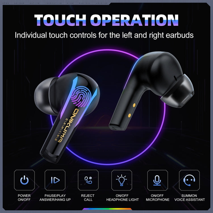 ONIKUMA T27 Dual Mode Cool Wireless Bluetooth Earphone - Black