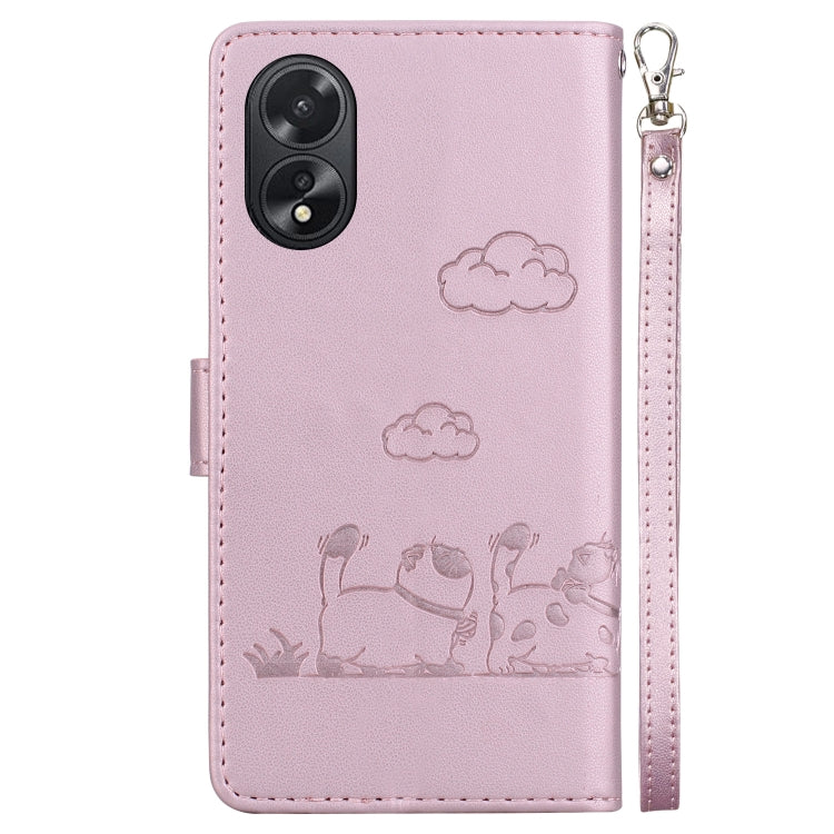 For OPPO A38 4G / A18 Cute Cats RFID Leather Phone Case