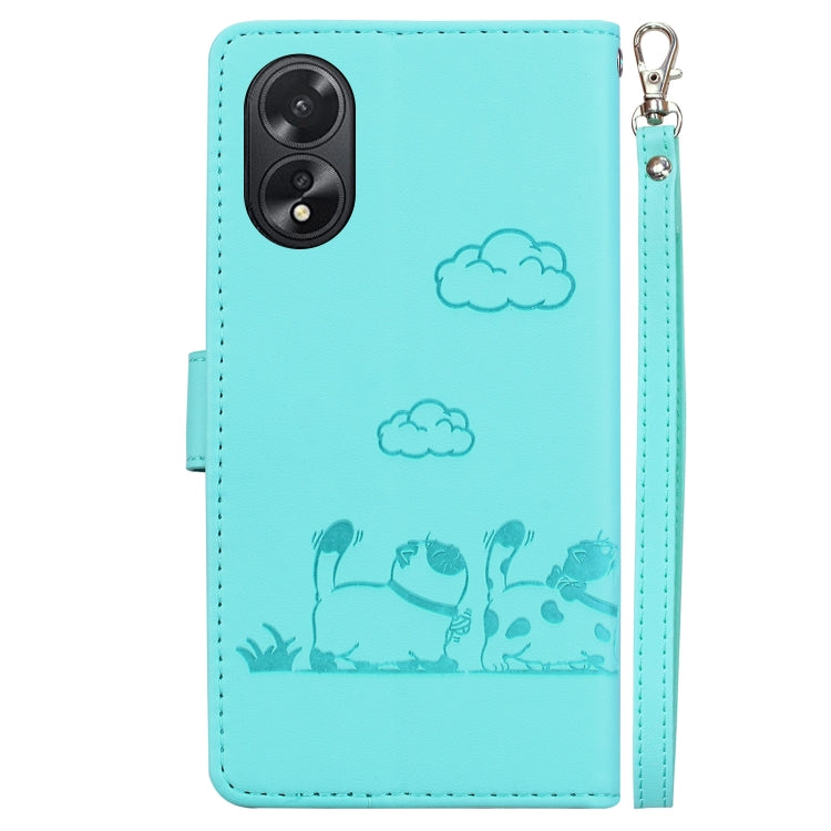 For OPPO A38 4G / A18 Cute Cats RFID Leather Phone Case