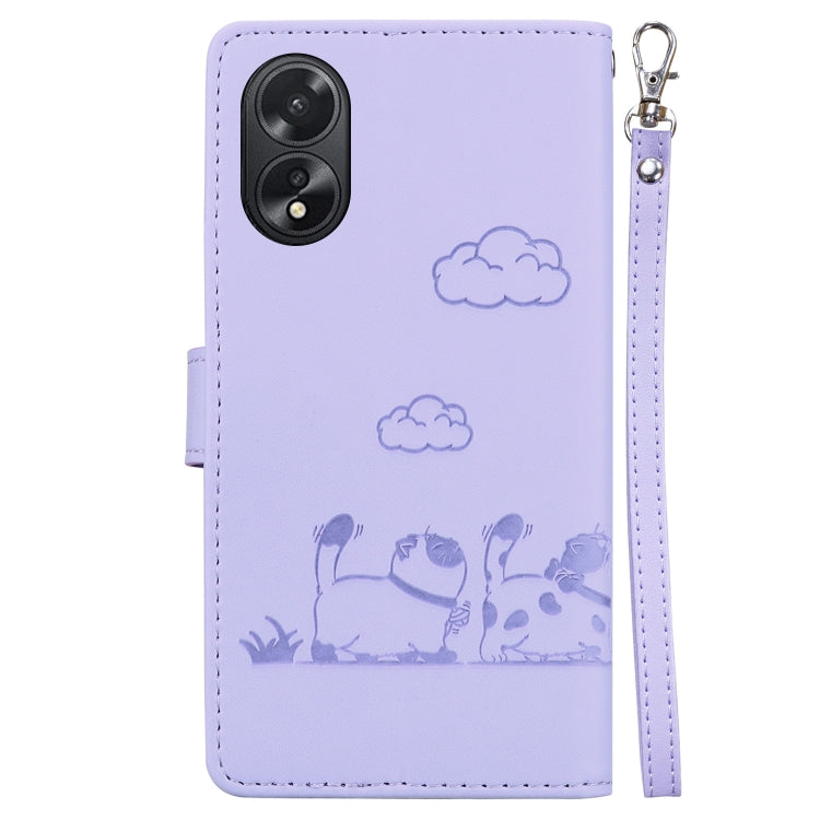 For OPPO A38 4G / A18 Cute Cats RFID Leather Phone Case
