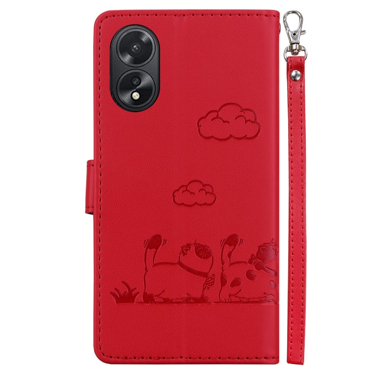For OPPO A38 4G / A18 Cute Cats RFID Leather Phone Case