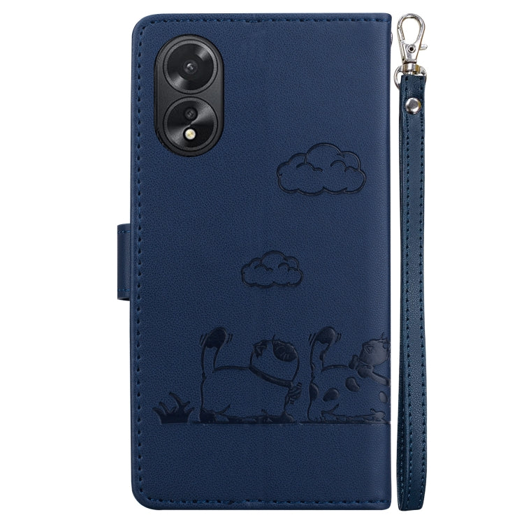 For OPPO A38 4G / A18 Cute Cats RFID Leather Phone Case
