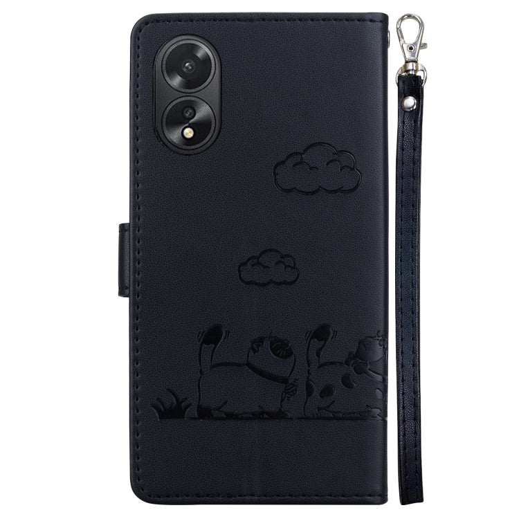 For OPPO A38 4G / A18 Cute Cats RFID Leather Phone Case