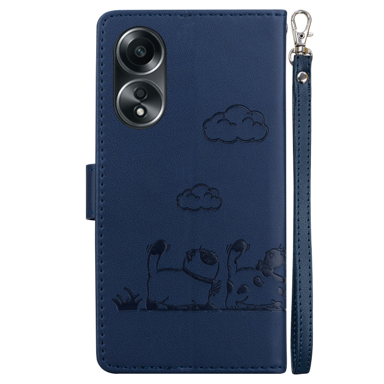 For OPPO A58 4G Cute Cats RFID Leather Phone Case