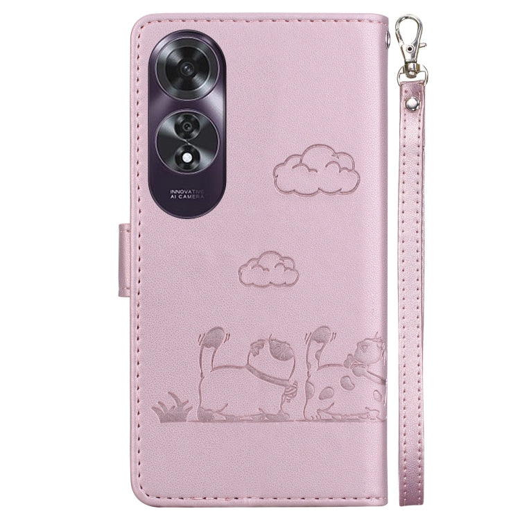 For OPPO A60 4G Cute Cats RFID Leather Phone Case
