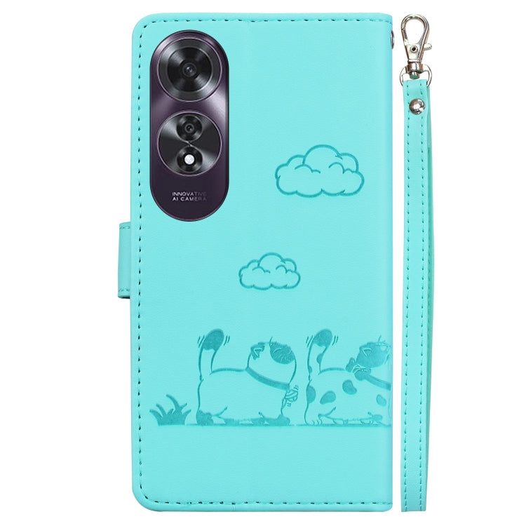 For OPPO A60 4G Cute Cats RFID Leather Phone Case
