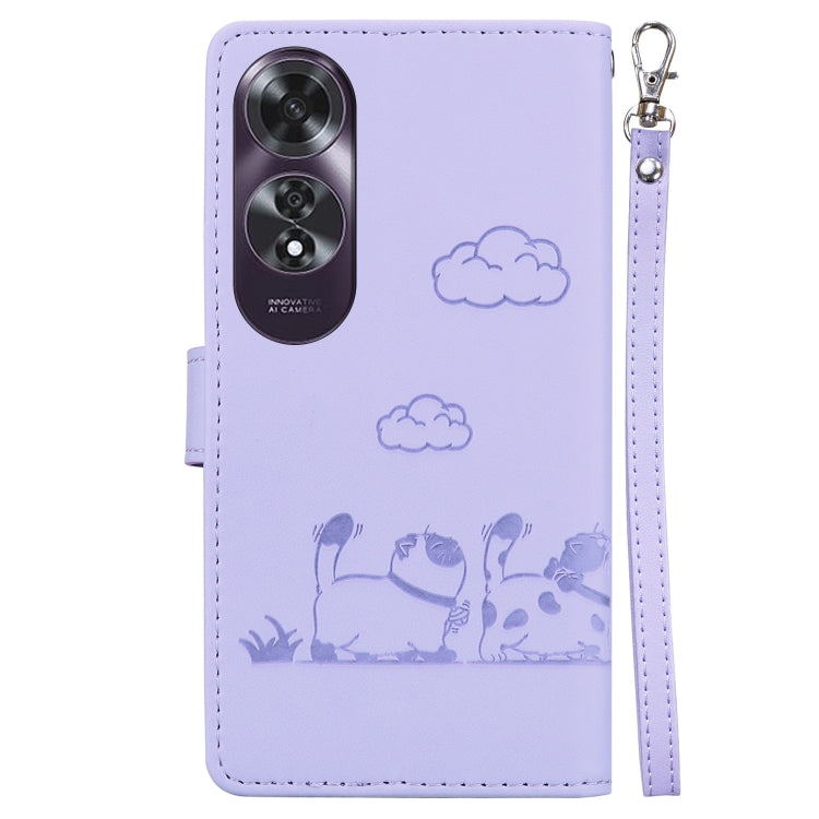 For OPPO A60 4G Cute Cats RFID Leather Phone Case