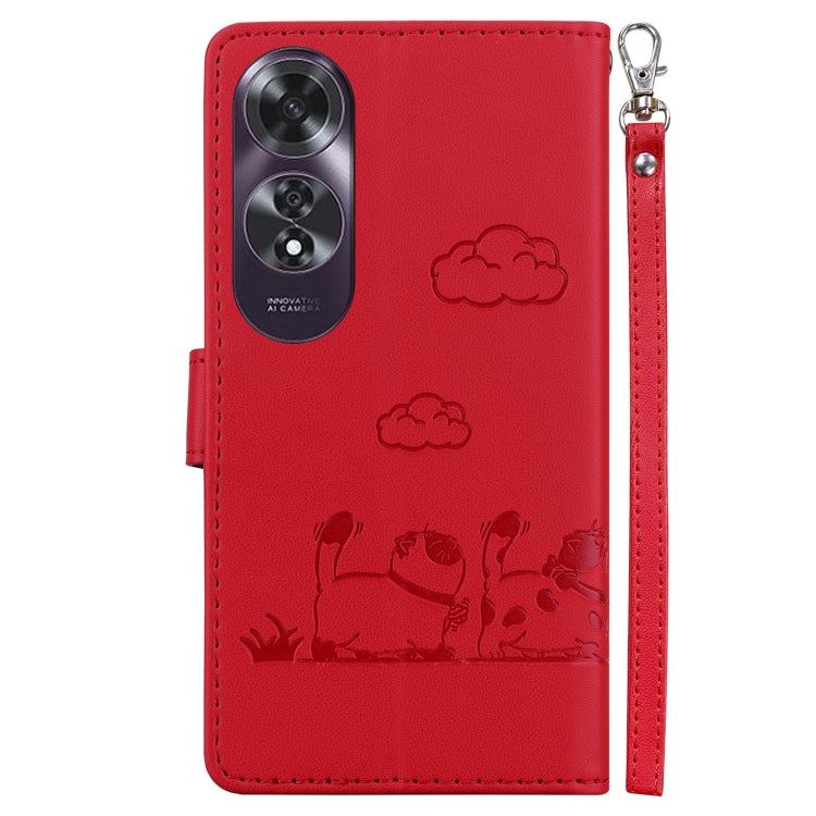 For OPPO A60 4G Cute Cats RFID Leather Phone Case