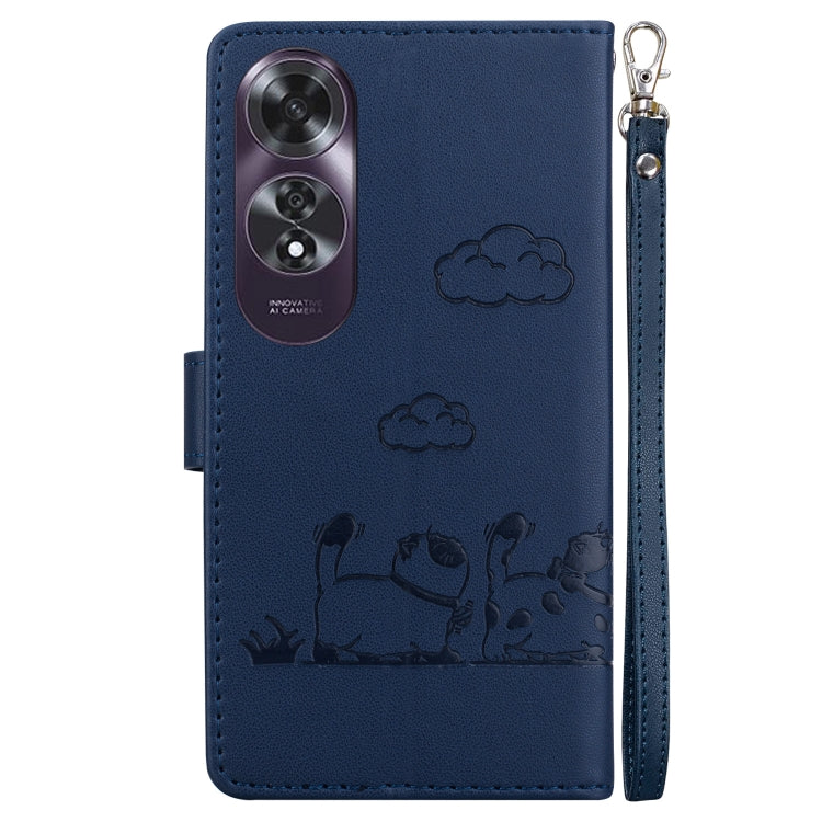 For OPPO A60 4G Cute Cats RFID Leather Phone Case