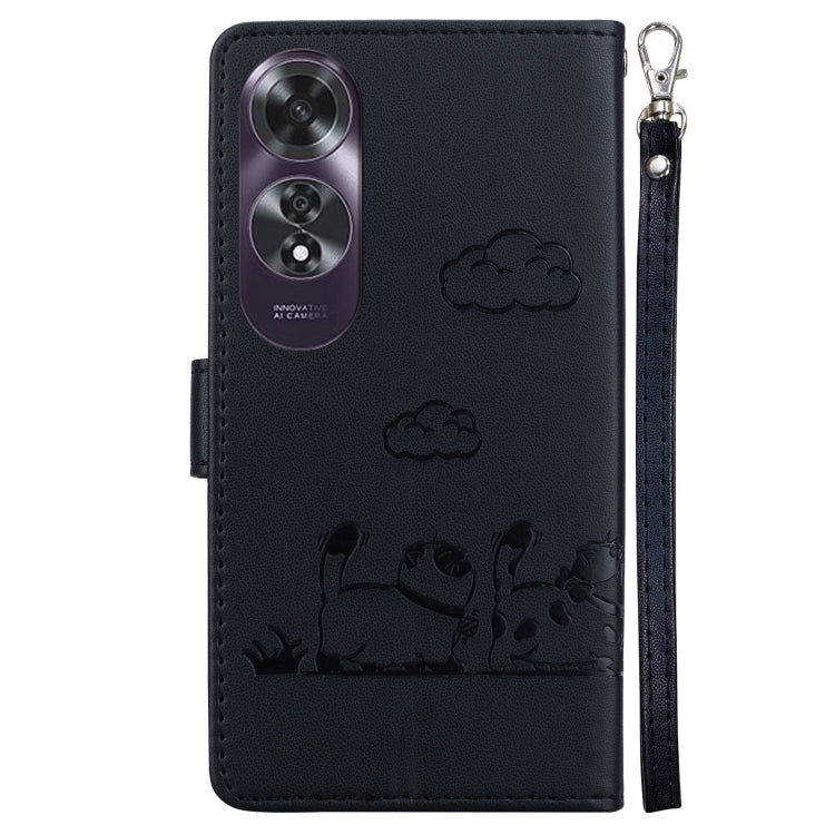 For OPPO A60 4G Cute Cats RFID Leather Phone Case