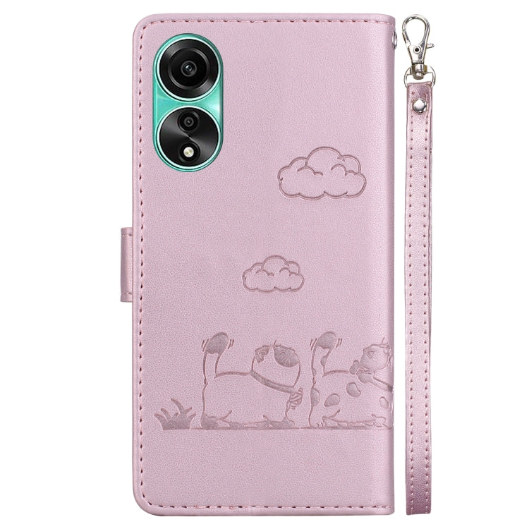 For OPPO A78 4G Cute Cats RFID Leather Phone Case