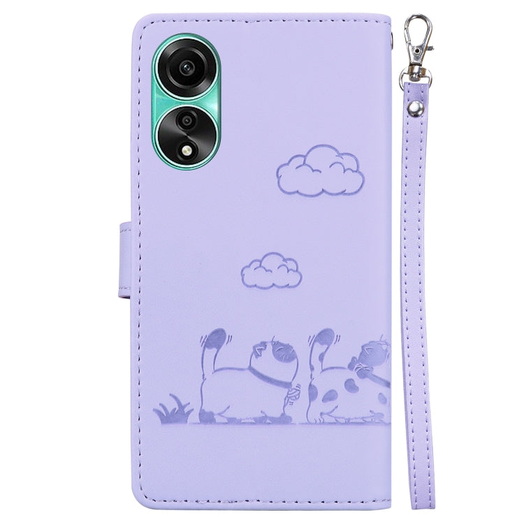 For OPPO A78 4G Cute Cats RFID Leather Phone Case