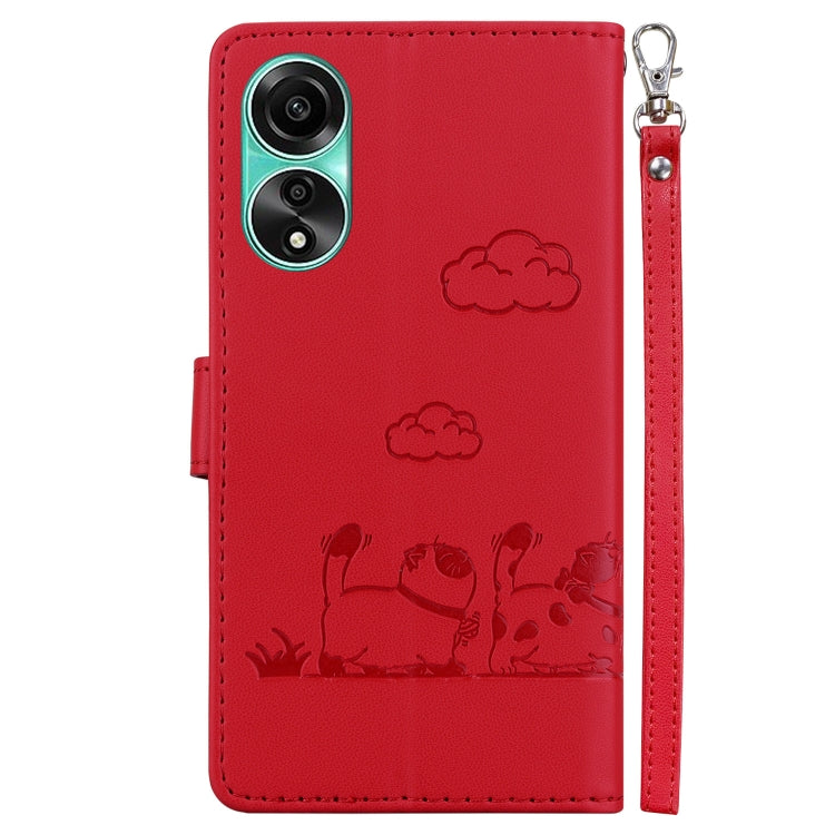 For OPPO A78 4G Cute Cats RFID Leather Phone Case