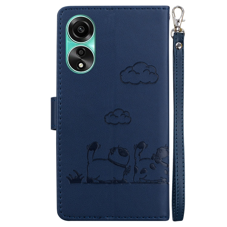 For OPPO A78 4G Cute Cats RFID Leather Phone Case