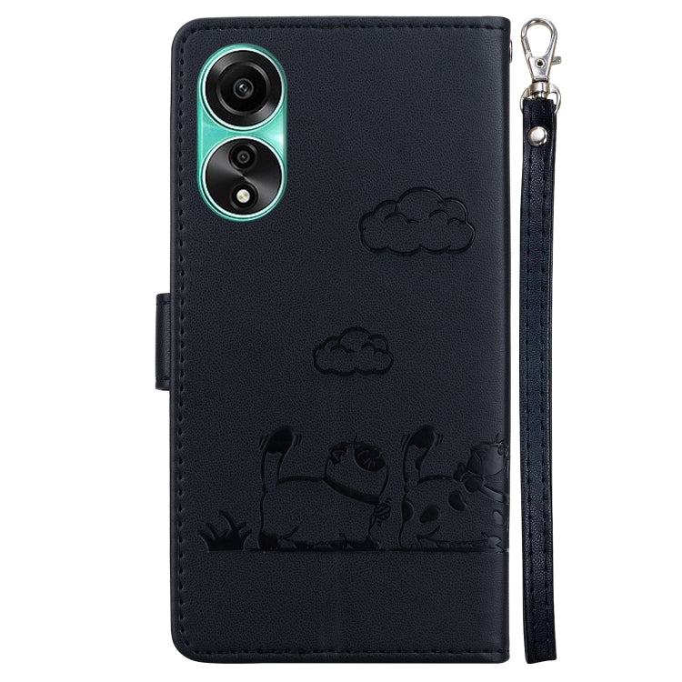 For OPPO A78 4G Cute Cats RFID Leather Phone Case