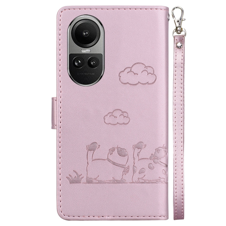 For OPPO Reno10 5G Cute Cats RFID Leather Phone Case