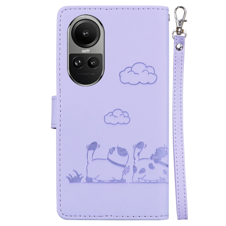 For OPPO Reno10 5G Cute Cats RFID Leather Phone Case